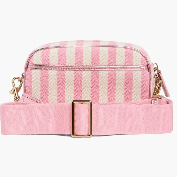 Spring Show Kurt Geiger Chiswick Camera Pink & White Striped Canvas Crossbody